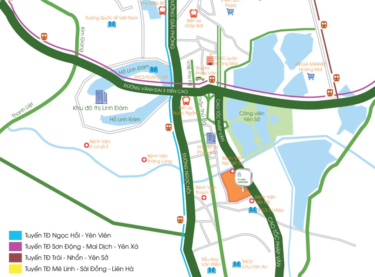 vị trí dự án flora garden yên sở