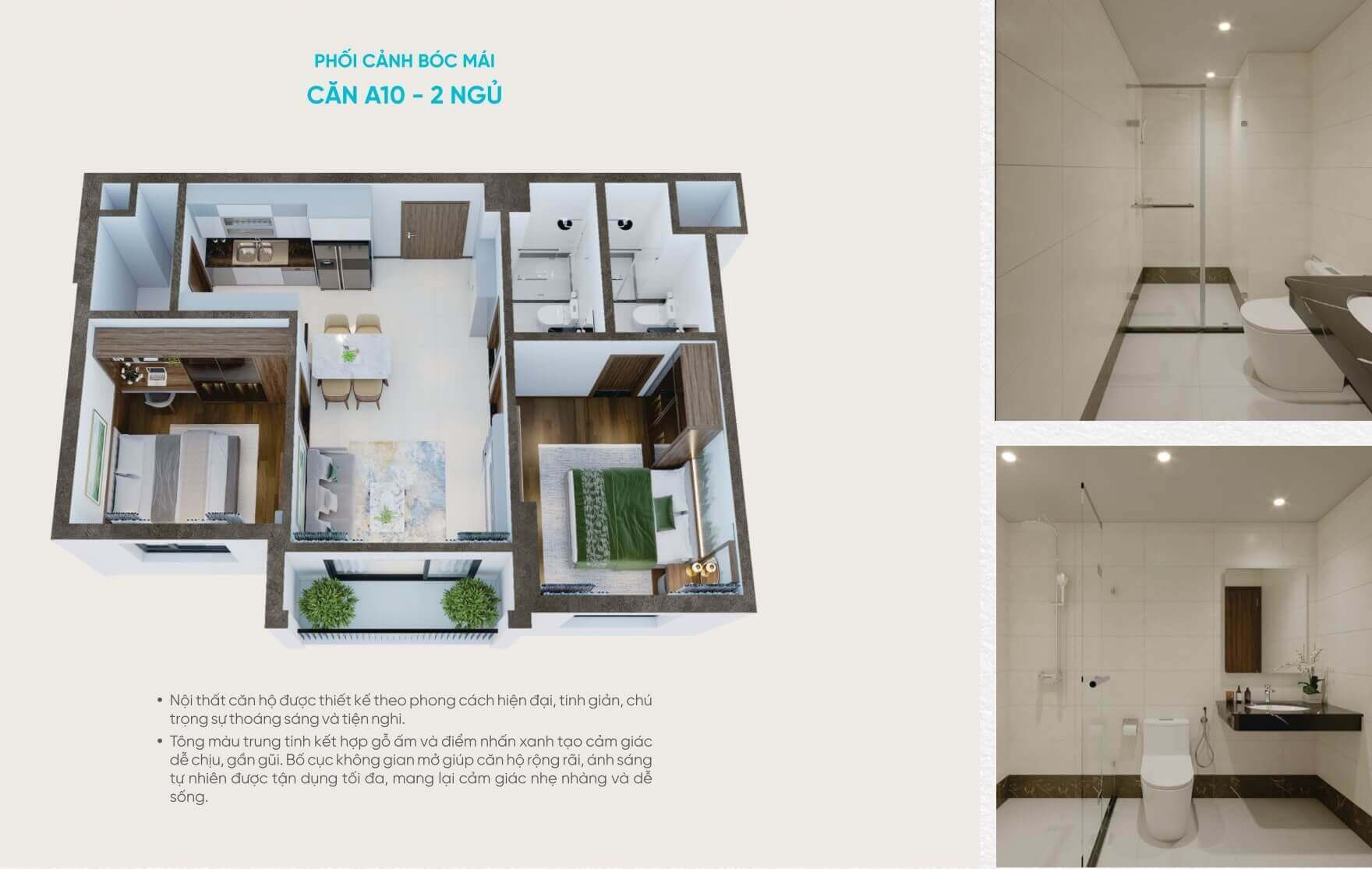 thiết kế căn hộ 2 phòng ngủ viha flora garden yên sở