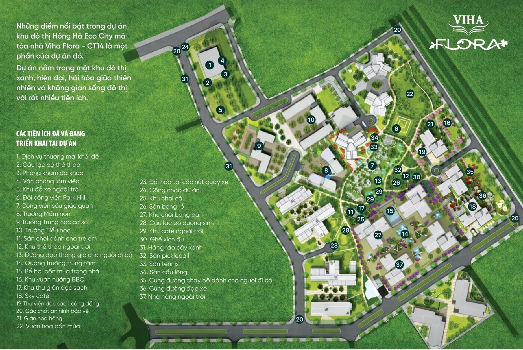 tiện ích dự án Viha Flora yên sở